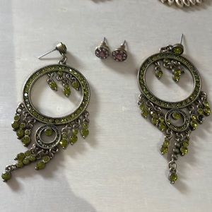 Vintage Rustic Gold and Green Jewels earrings
